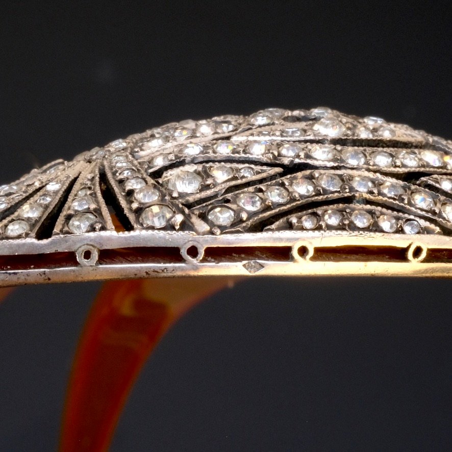 Art Deco Silver And Rhinestone Comb, Fish-photo-3