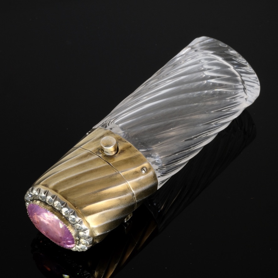 Early 20th Century Vermeil Crystal Salt Bottle-photo-2