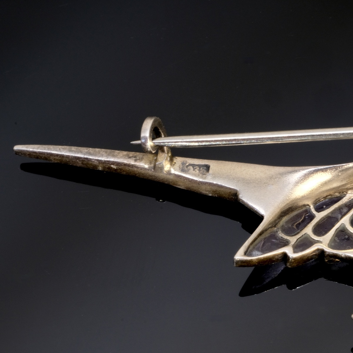 Silver Pheasant Brooch, Plique à Jour Enamel And Crystals, 1920s Period-photo-1