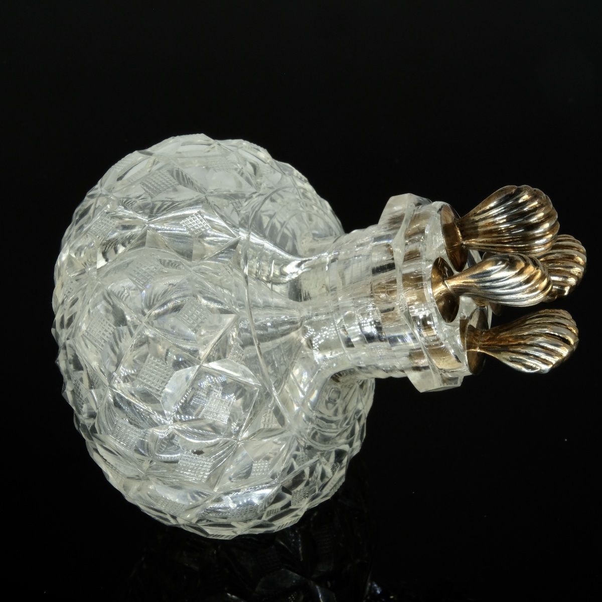 Crystal And Vermeil Perfume Bottle With 4 Compartments, Restoration Period-photo-3