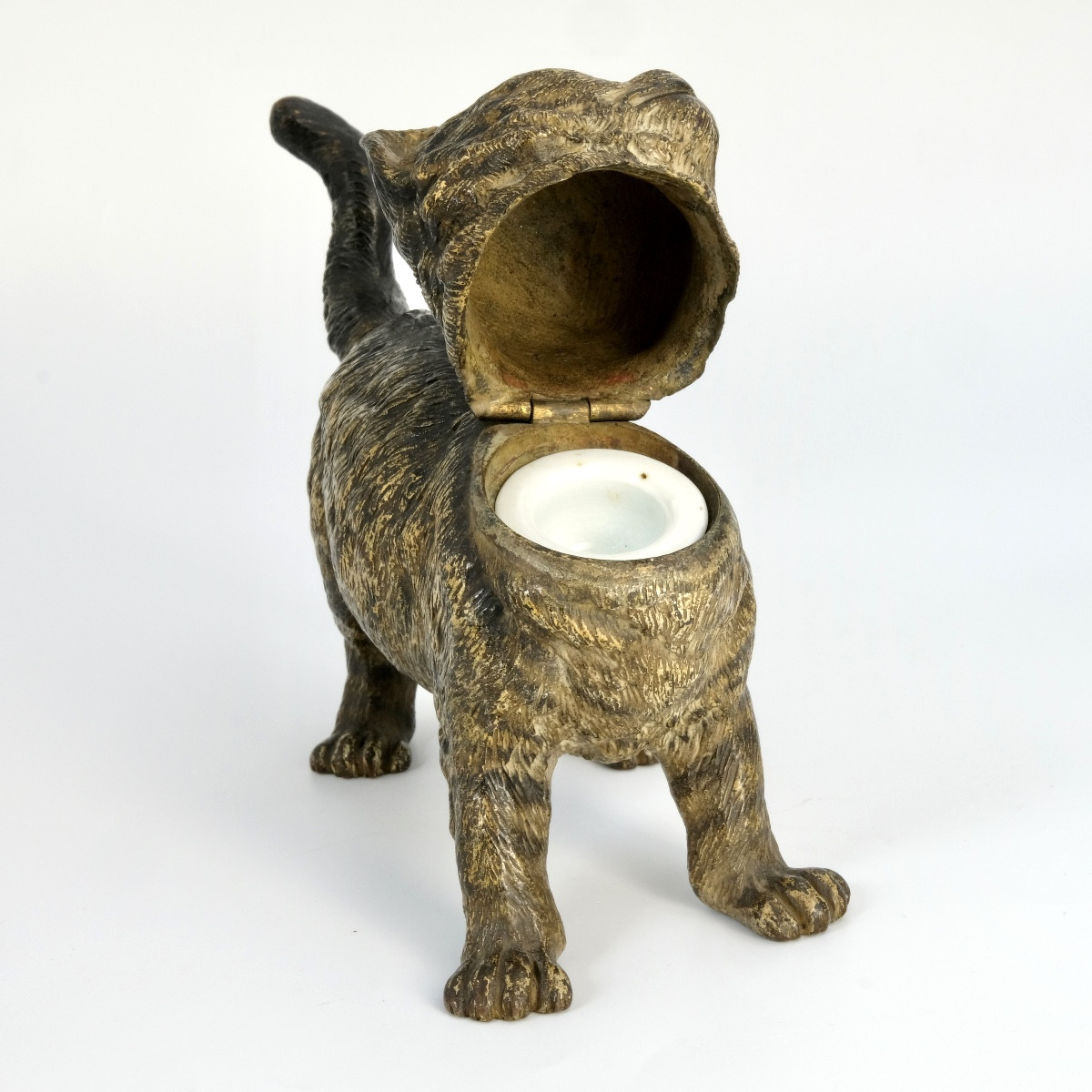 Encrier Bronze De Vienne 19ème Siècle Chat, Franz Bergman-photo-7