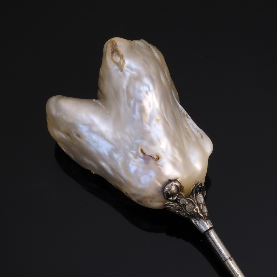 épingle Soufflure De Perle Baroque Argent Or Et Diamants 1900-photo-4