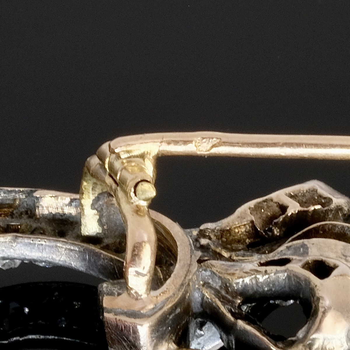 Sickle And Bow Brooch In Gold, Silver And Diamonds, 19th Century-photo-3