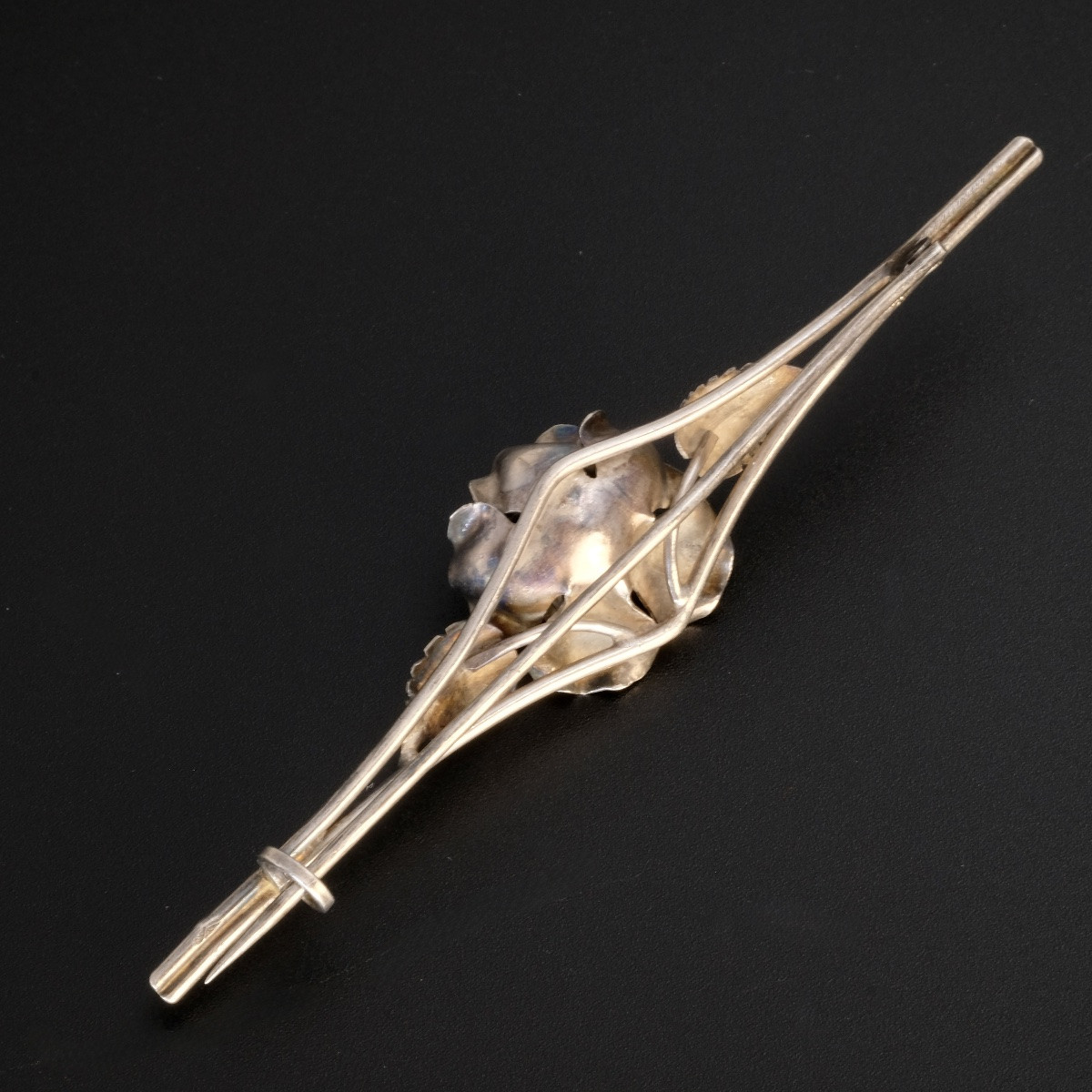 Ensemble 1900 Art Nouveau Argent Collier Et Broche Décor De Rose-photo-2