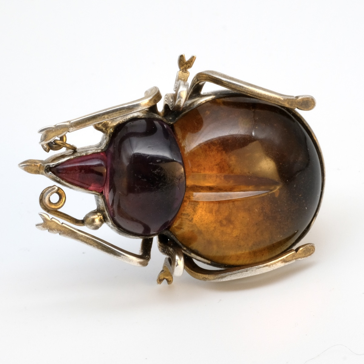 Georgian Silver And Colored Cabochon Insect Brooch