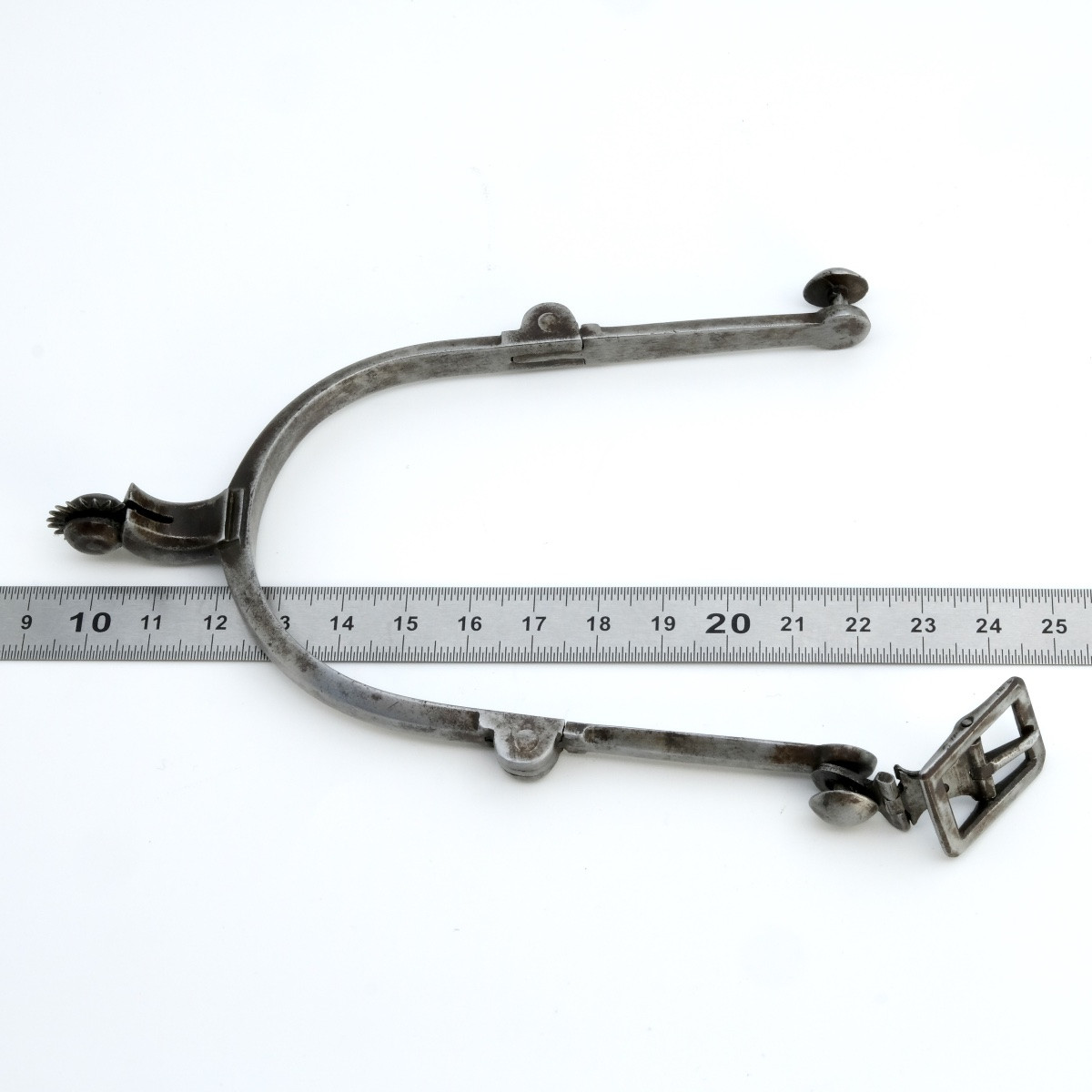 Paire d'éperons à molette articulés fer forgé 18ème siècle-photo-4