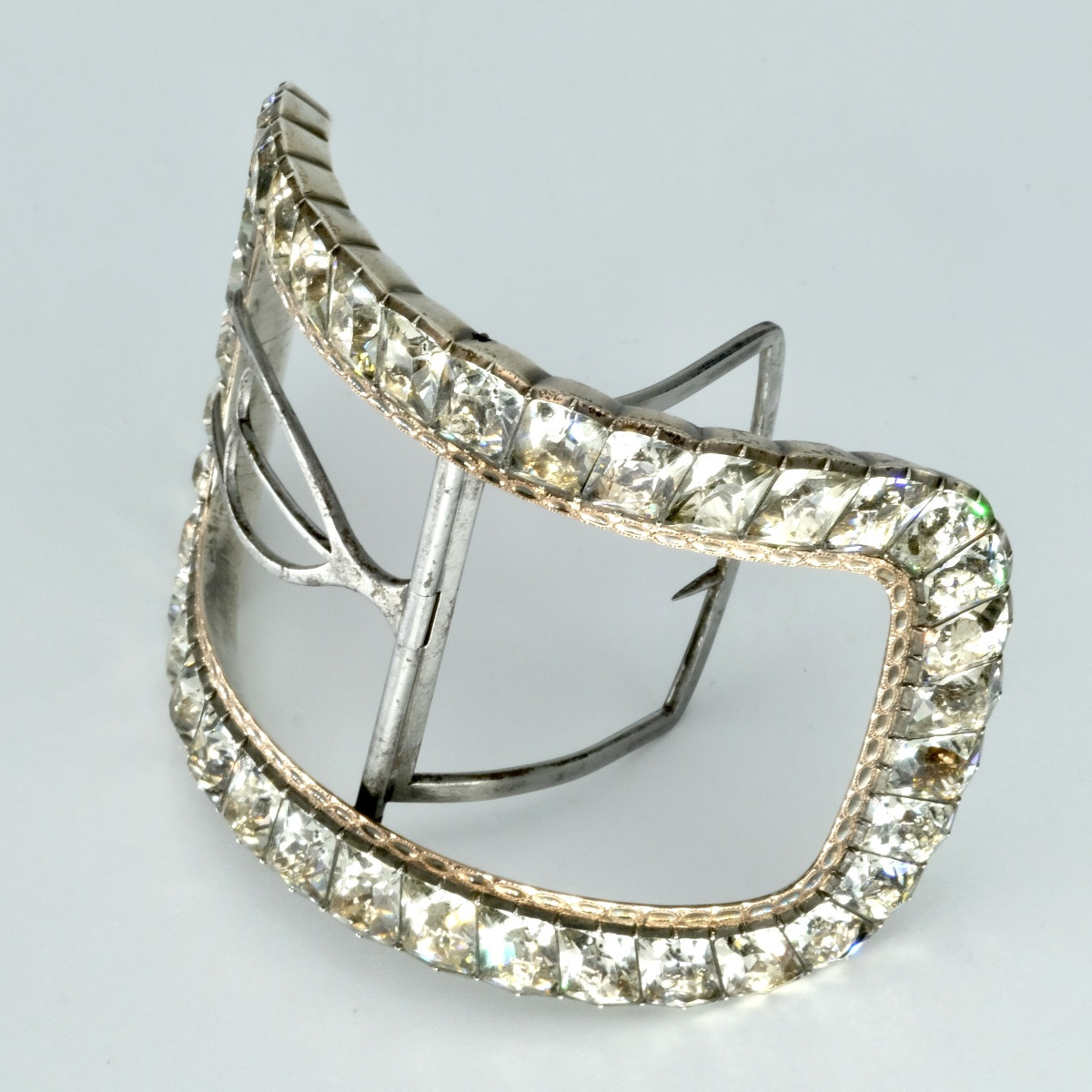 Grande boucle de chaussure pierres du Rhin argent et or 18ème siècle-photo-4