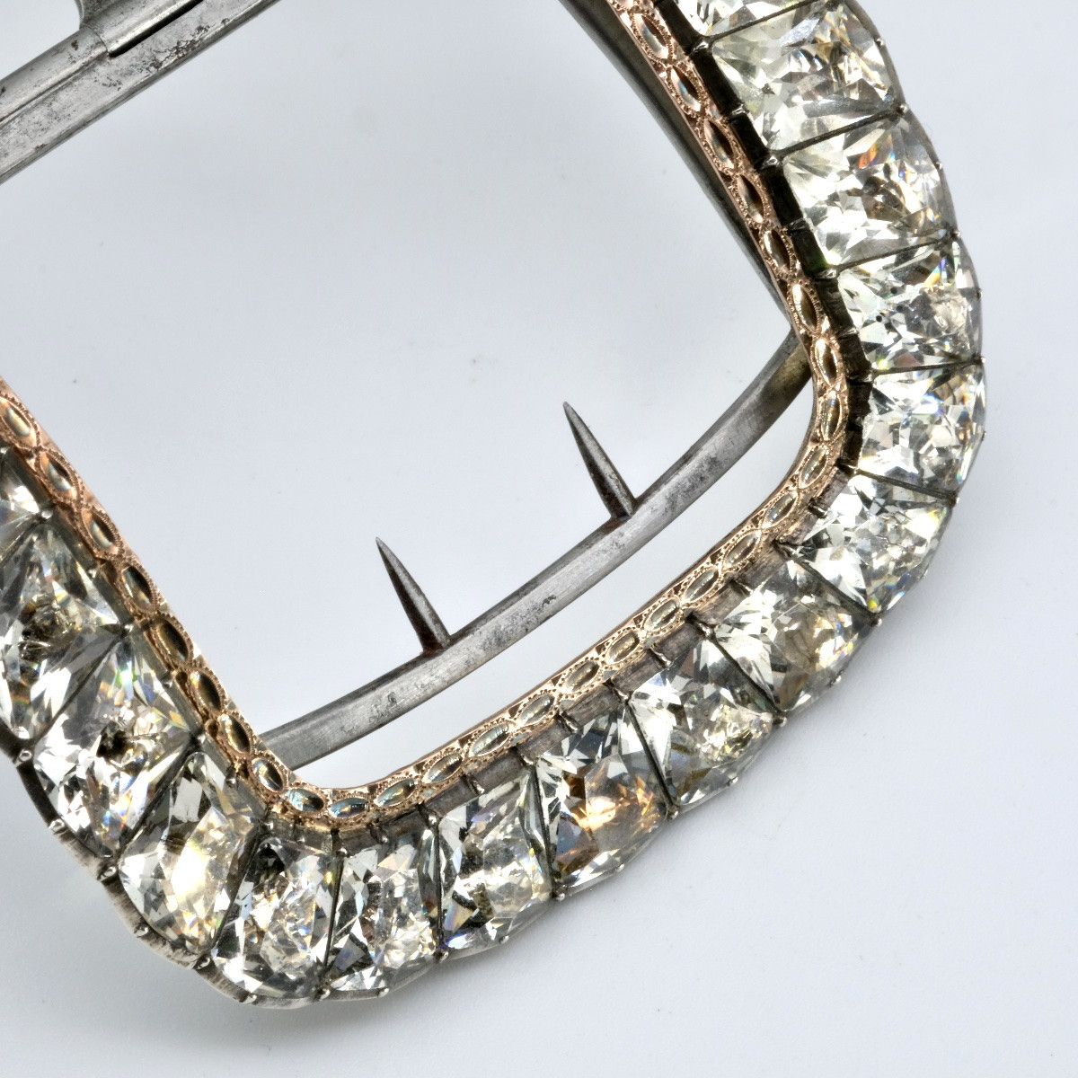Grande boucle de chaussure pierres du Rhin argent et or 18ème siècle-photo-3