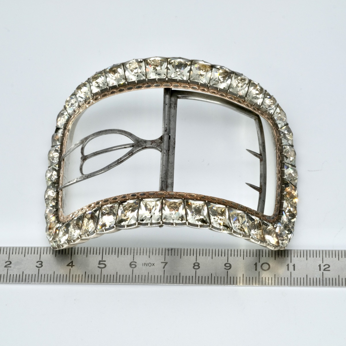 Grande boucle de chaussure pierres du Rhin argent et or 18ème siècle-photo-5