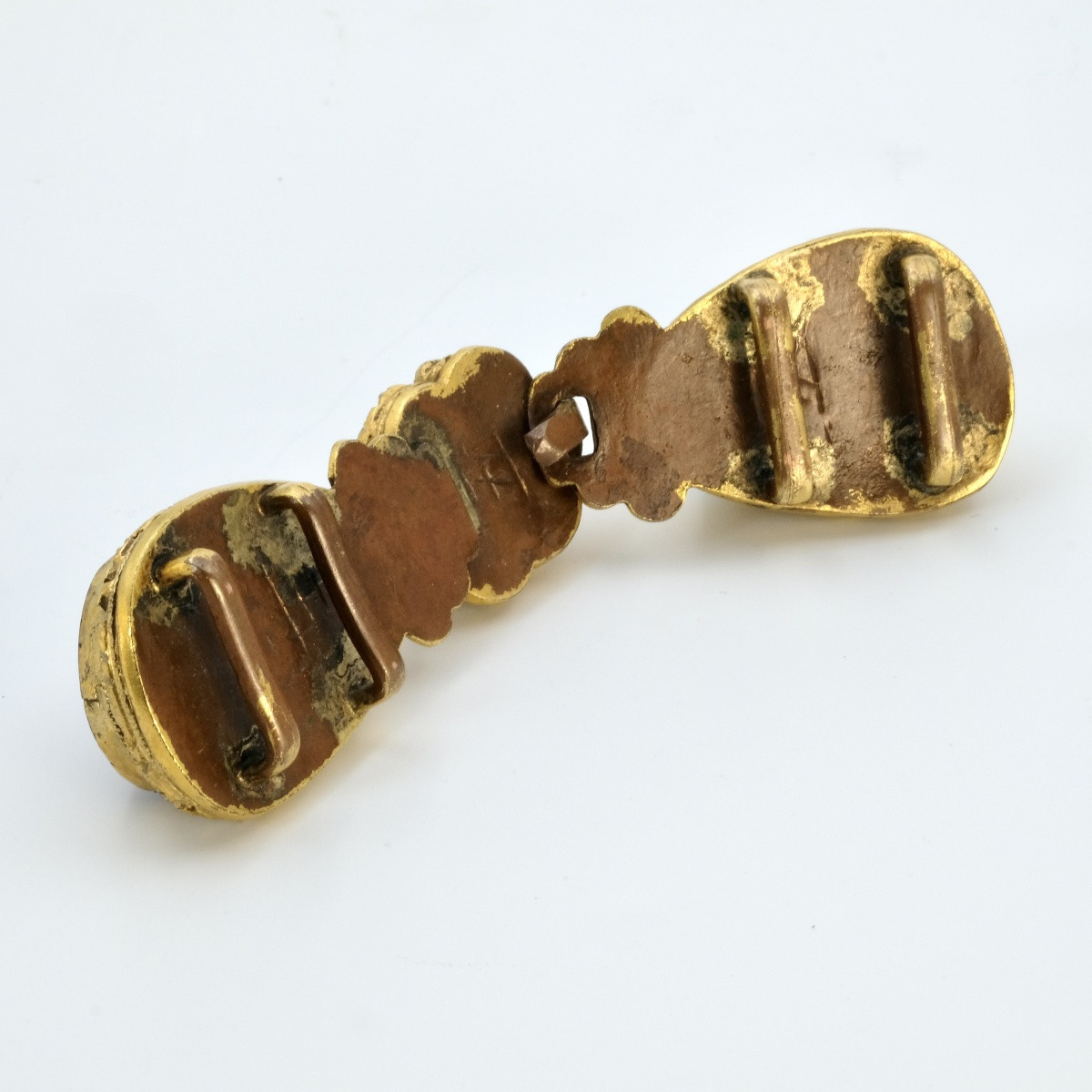 Boucle de ceinture jade, saphir, tourmaline cuivre doré époque Qing-photo-3