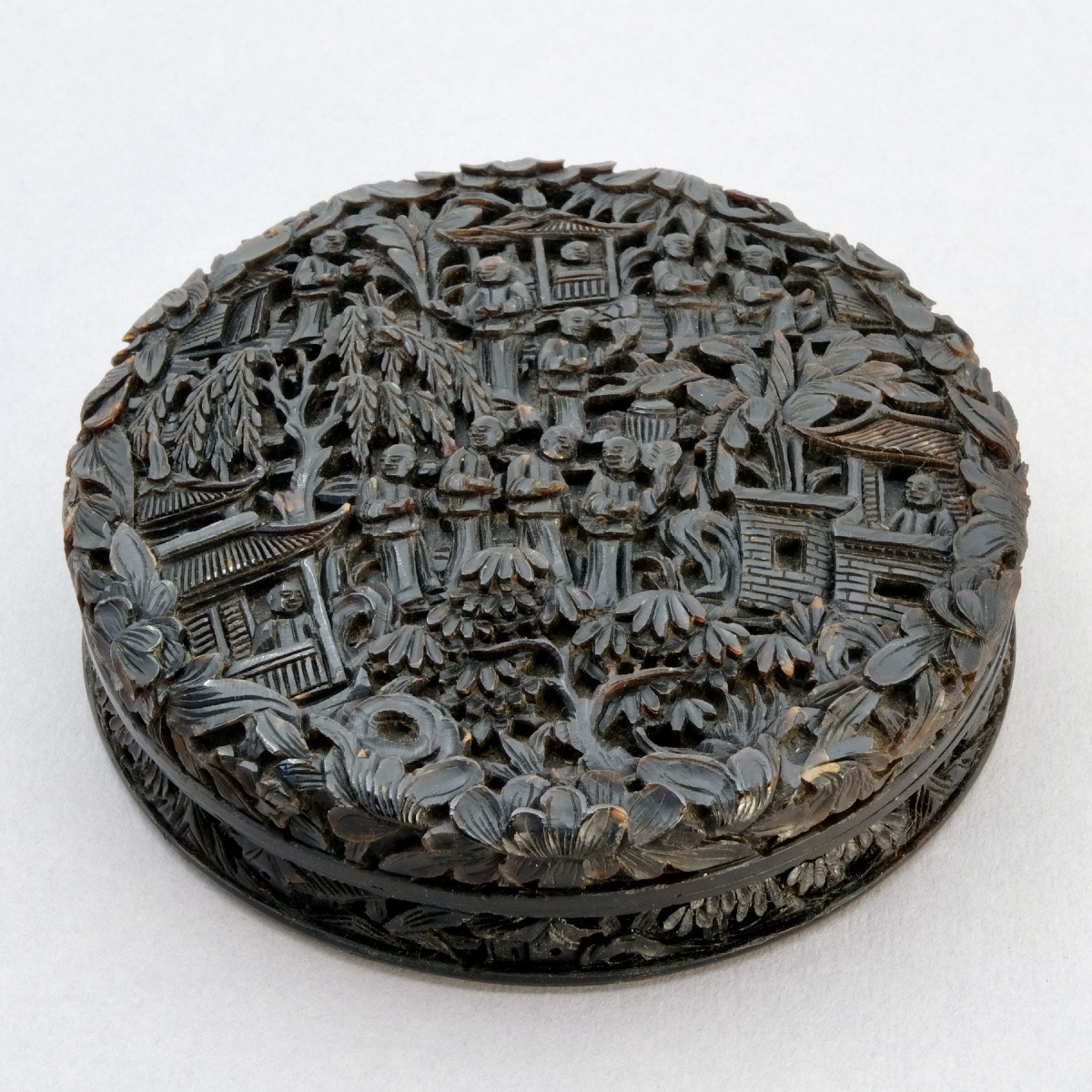 Canton Carved Tortoiseshell Box, Qing Period 19th Century-photo-5