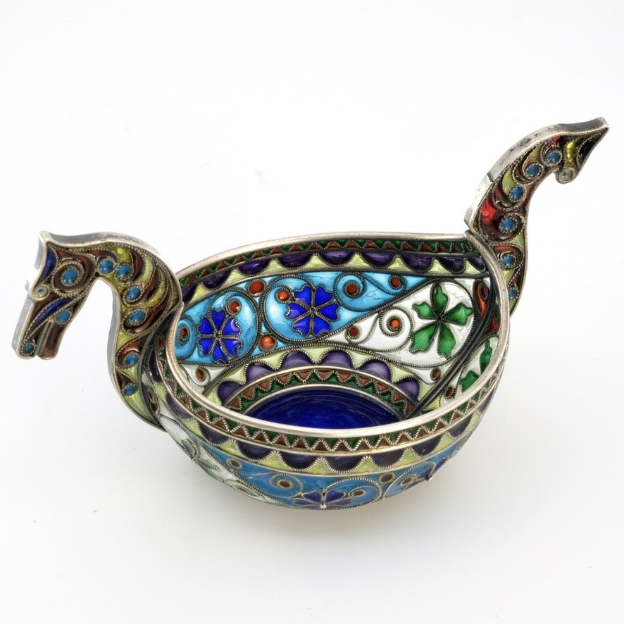 Salière drakkar argent plique à jour Marius Hammer Art Nouveau 1900-photo-3