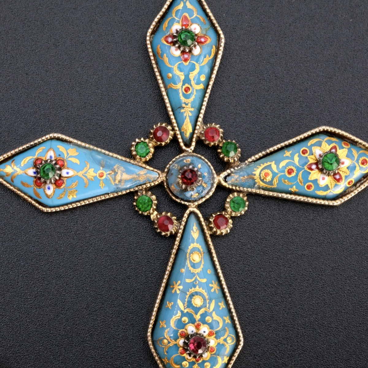 Pendentif 19ème siècle croix en vermeil et émaux Bressans-photo-4
