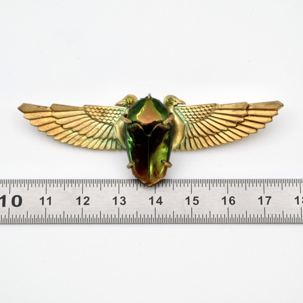 Broche scarabée naturel  bronze patiné  Egyptomania 1900-photo-4