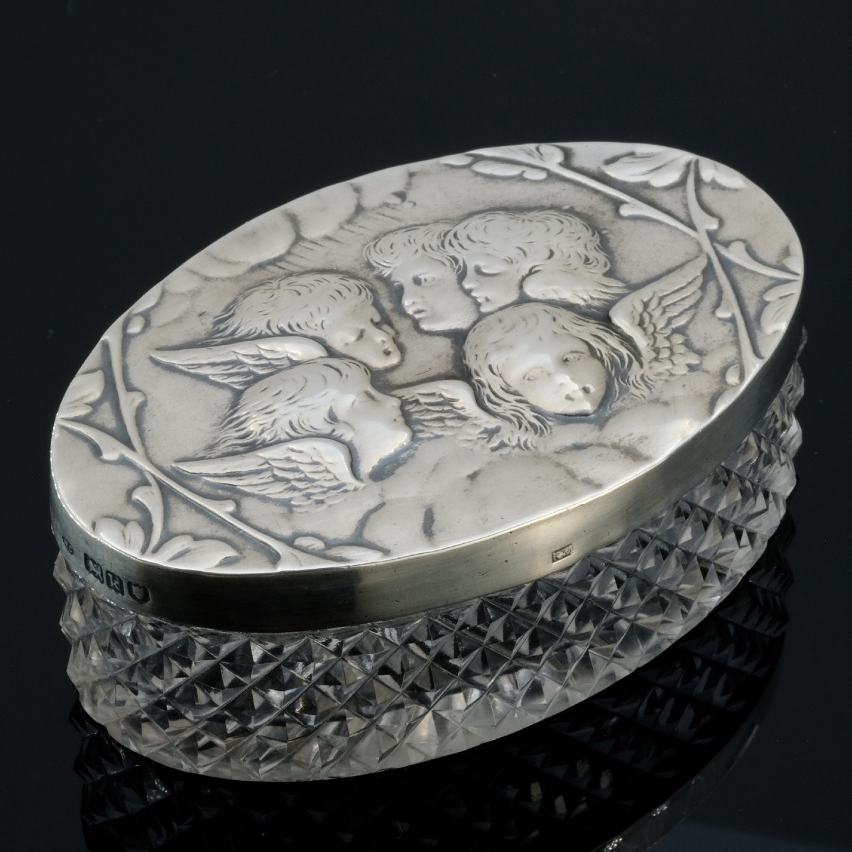 Mappin & Webb 1905 Crystal And Silver Cherub Box-photo-2