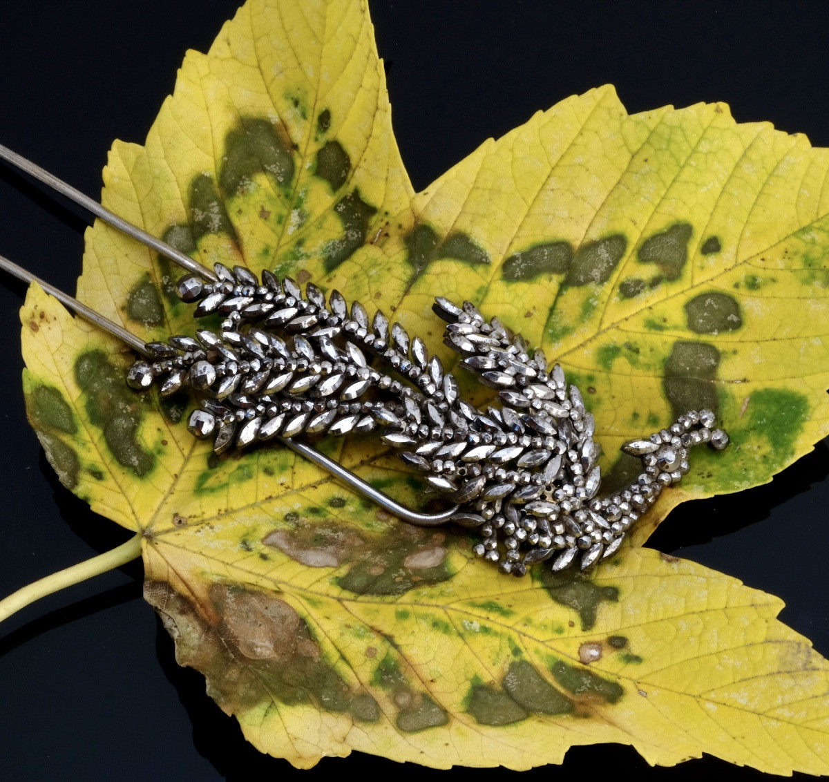 Ornement de coiffure aigrette acier facetté oiseau 18ème-photo-2