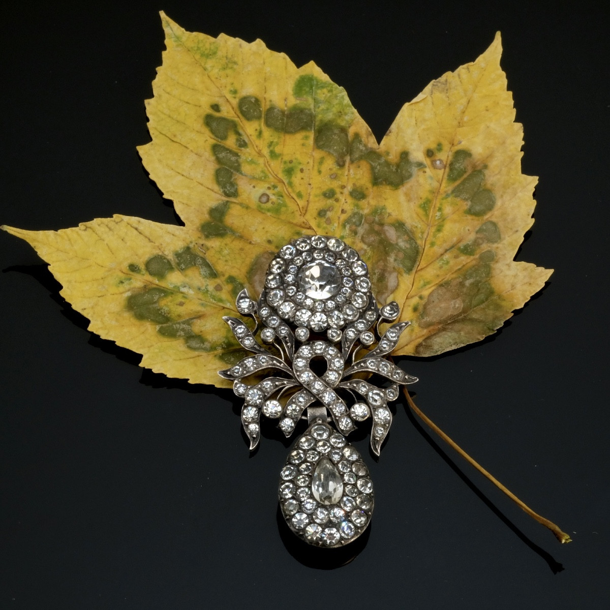 Silver Girandole Pendant With Sparkling Crystals, 19th Century