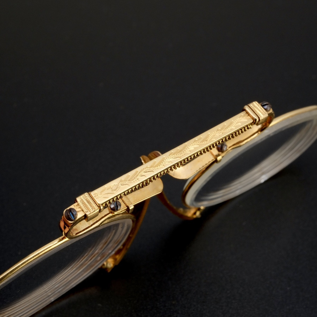 Pince-nez &agrave; ressort en or avec cha&icirc;ne d'oreille en &eacute;crin, 1920-photo-3