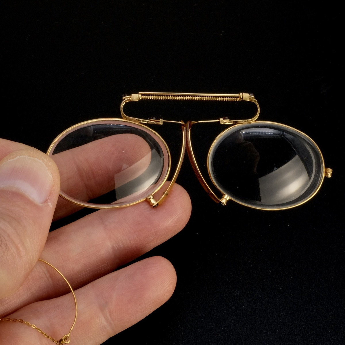 Pince-nez &agrave; ressort en or avec cha&icirc;ne d'oreille en &eacute;crin, 1920-photo-7