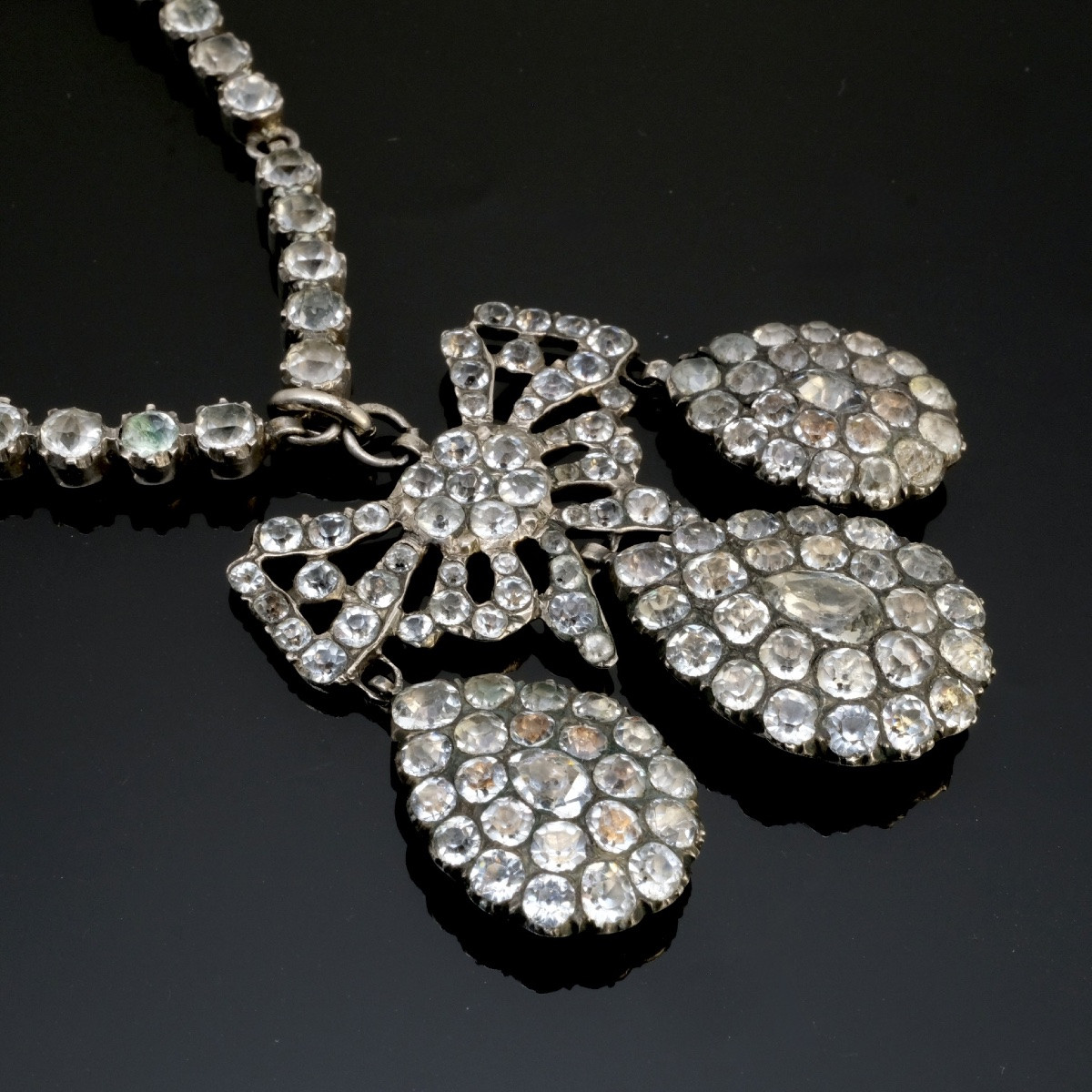 Collier argent girandole pierres du Rhin 18&egrave;me si&egrave;cle-photo-4