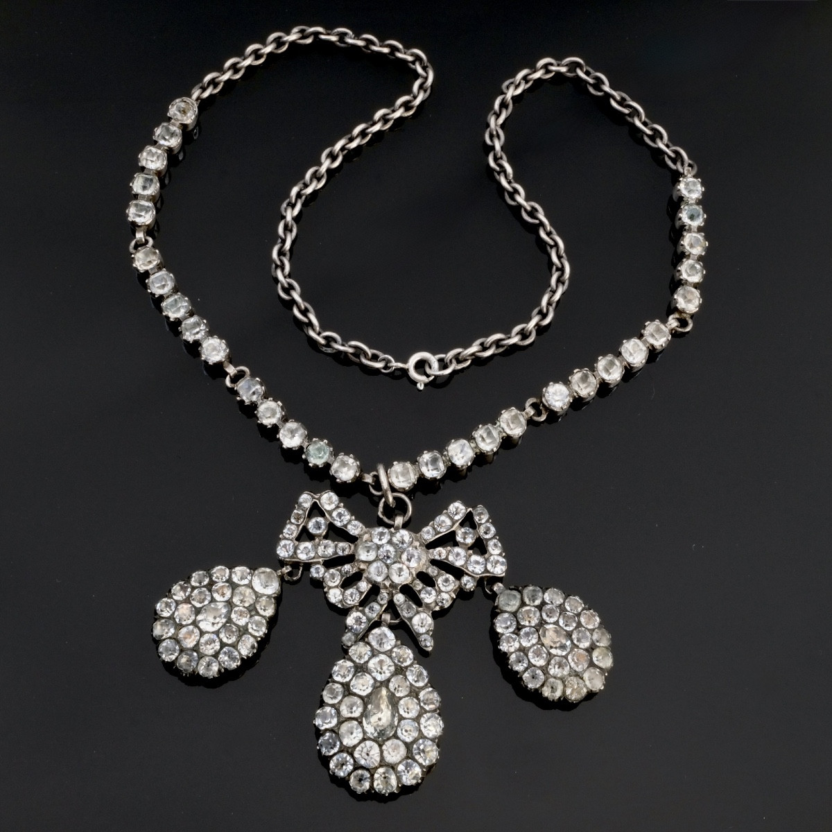 Collier argent girandole pierres du Rhin 18&egrave;me si&egrave;cle