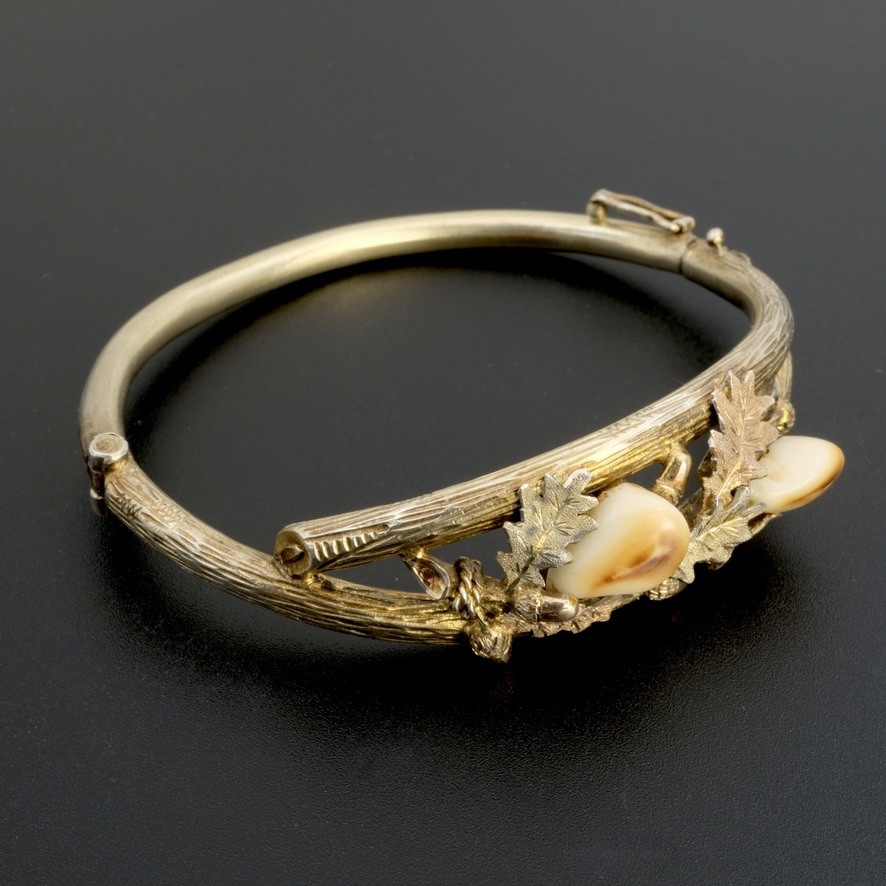 Bracelet Vermeil jonc ouvrant « Grandel » début 20ème, signé-photo-4