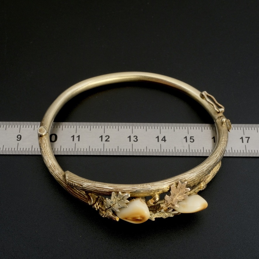 Bracelet Vermeil jonc ouvrant « Grandel » début 20ème, signé-photo-7