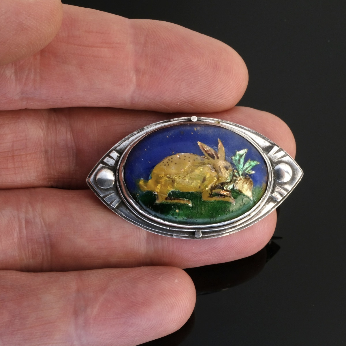 Broche lapin argent et émail époque Arts and Crafts début 20ème-photo-2