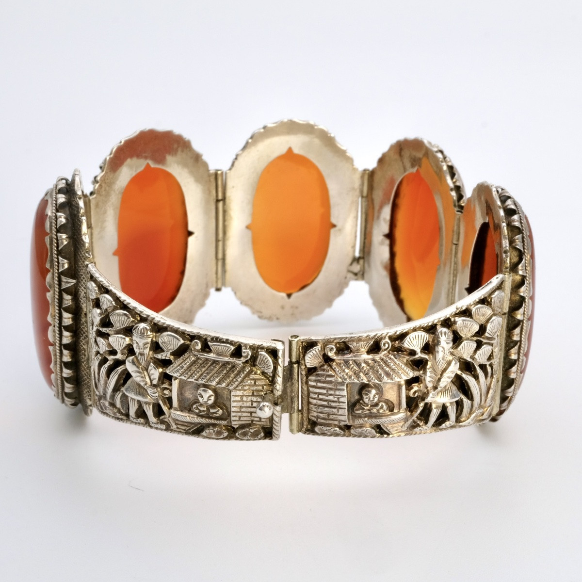 Bracelet argent repoussé et cornalines, années 30-photo-4