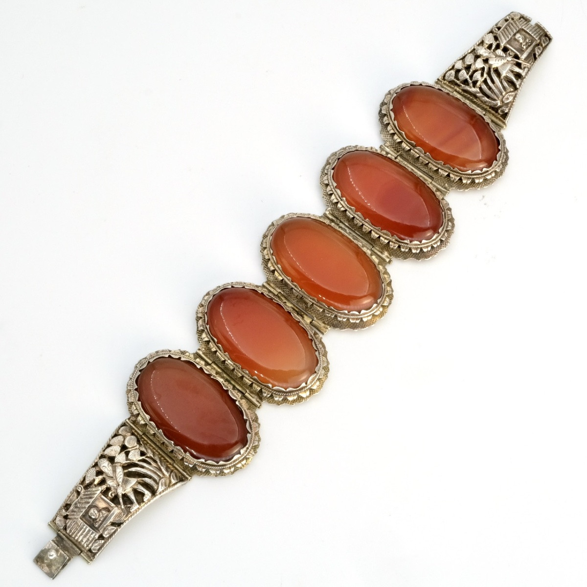 Bracelet argent repoussé et cornalines, années 30-photo-1