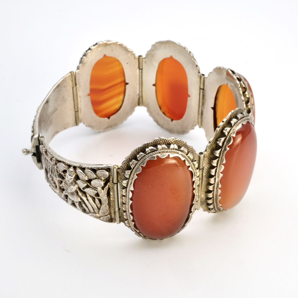 Bracelet argent repoussé et cornalines, années 30-photo-2