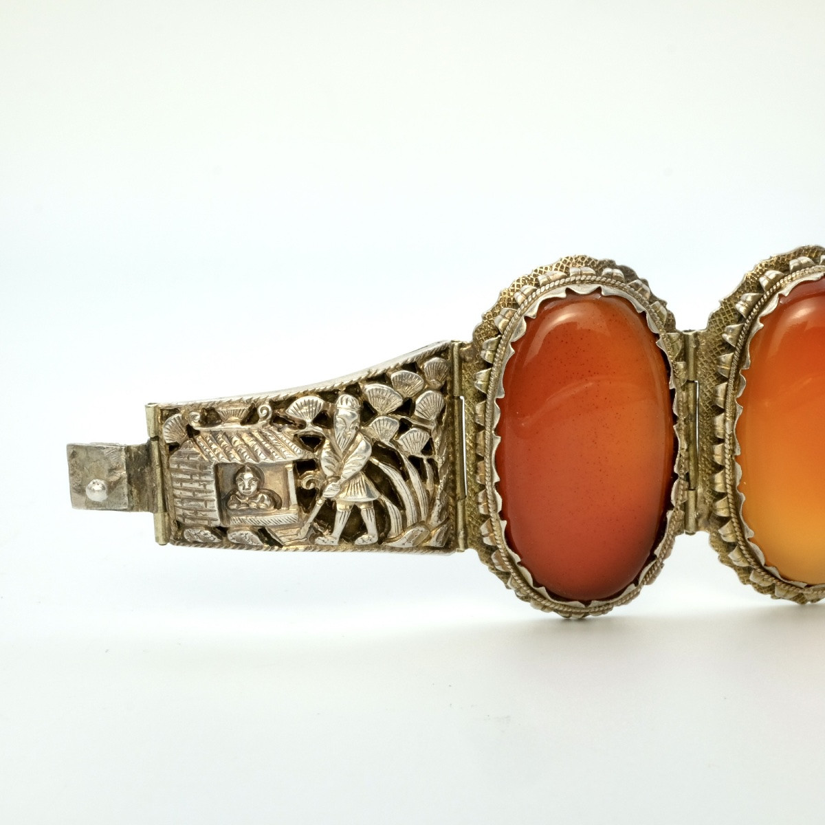 Bracelet argent repoussé et cornalines, années 30-photo-3