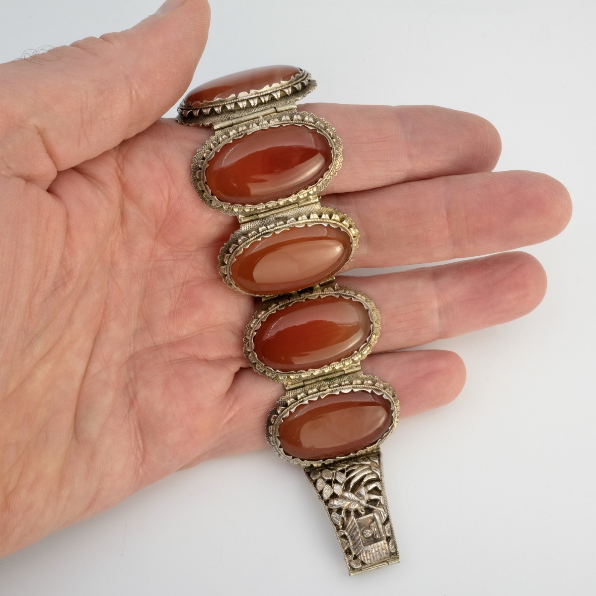 Bracelet argent repoussé et cornalines, années 30-photo-7