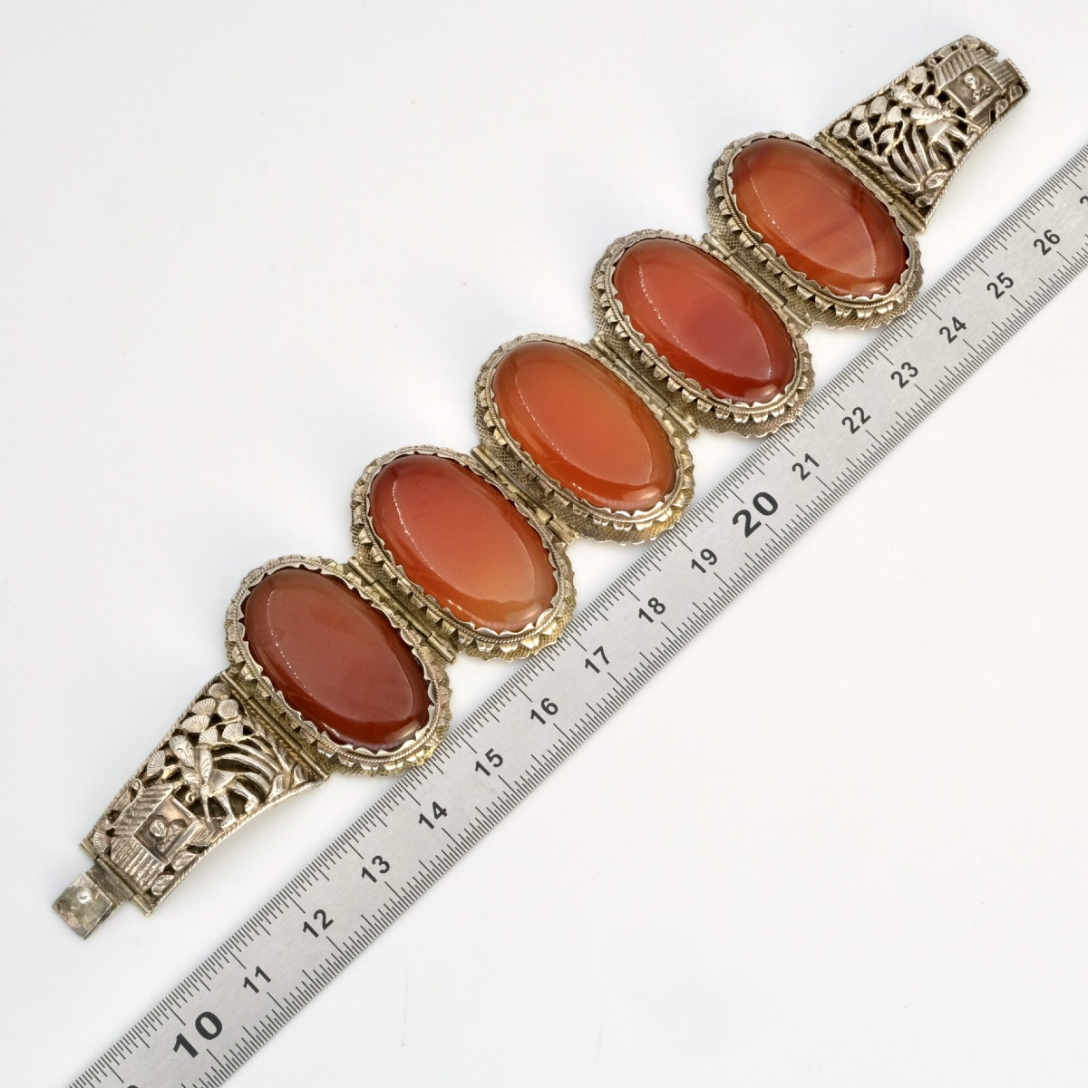 Bracelet argent repoussé et cornalines, années 30-photo-8