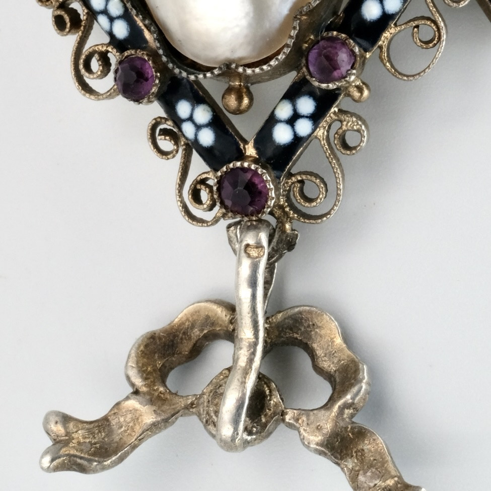 Pendentif Napol&eacute;on III &agrave; pampilles vermeil &eacute;mail et grenats en &eacute;crin-photo-5