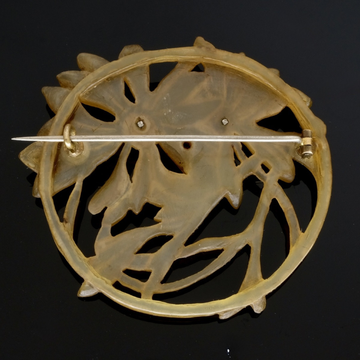 Art Nouveau Brooch, 1900s, Blonde Horn And Pearls, Dlg Lucien Gaillard-photo-4