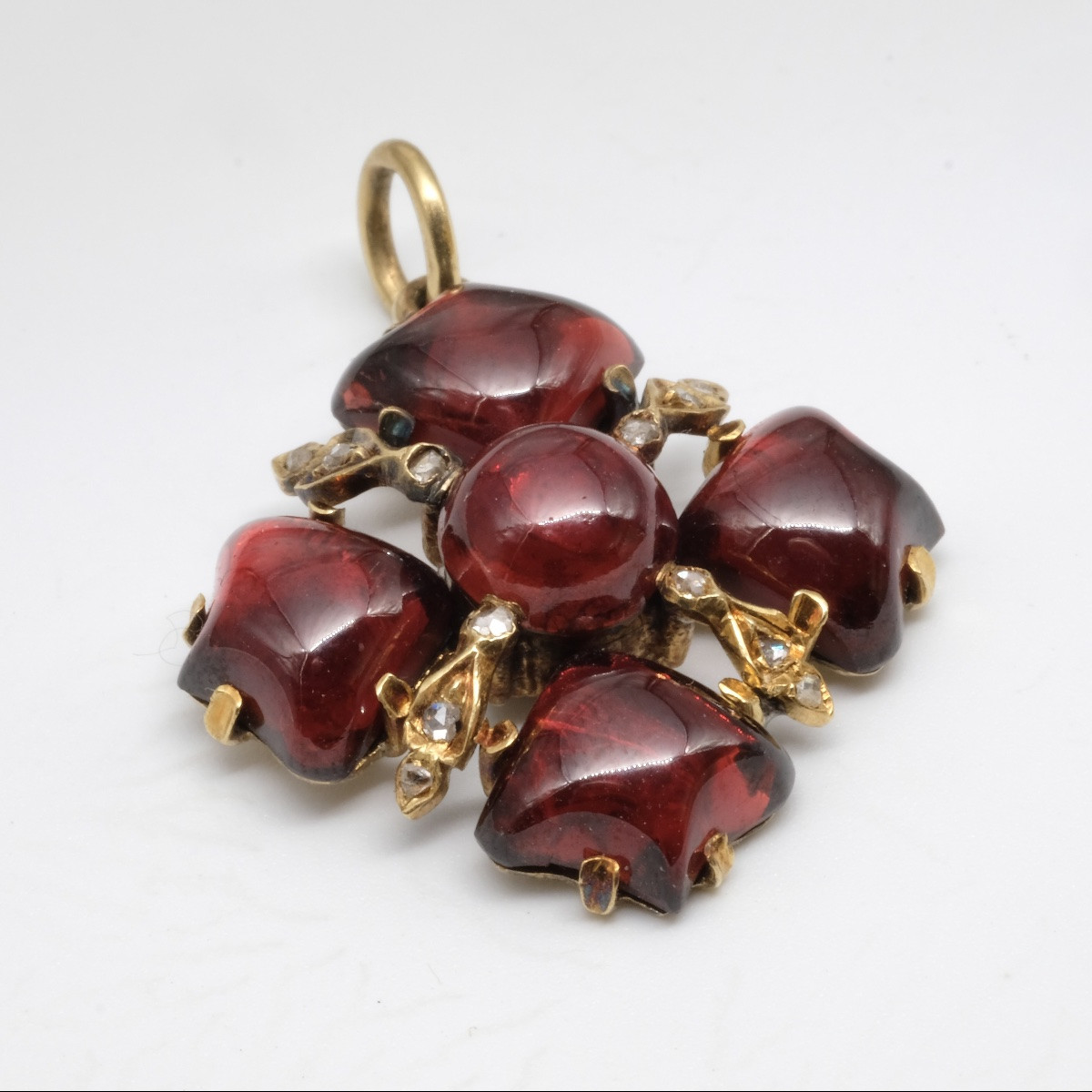 Pendentif memento, croix or grenats et diamants Napoléon III-photo-1