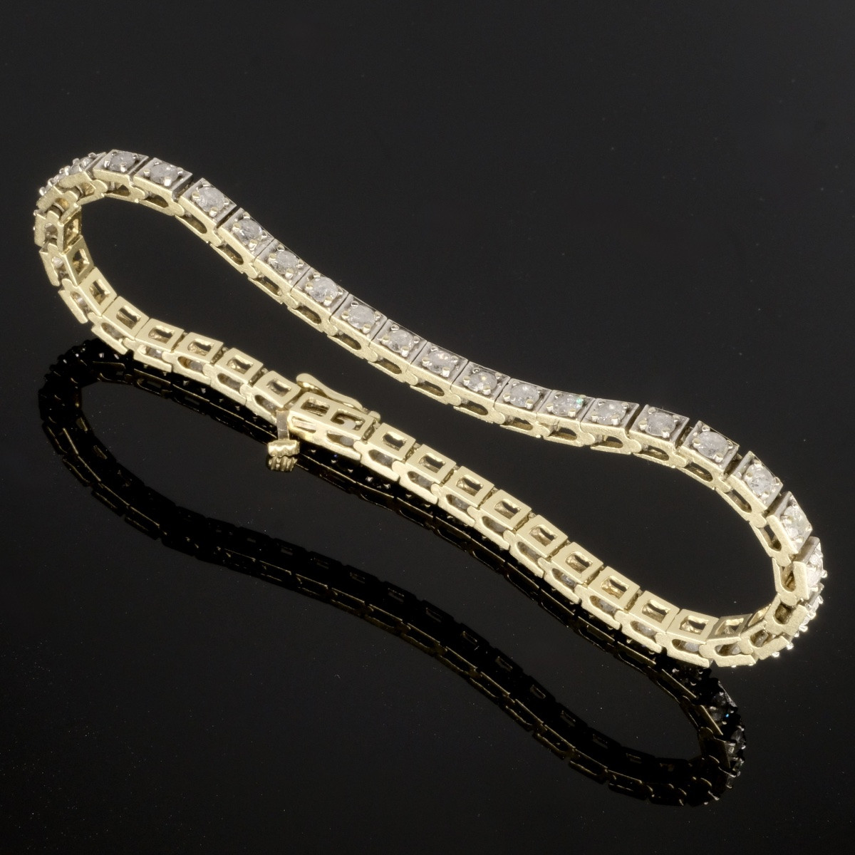 Bracelet "tennis" ligne de diamants sur or-photo-2