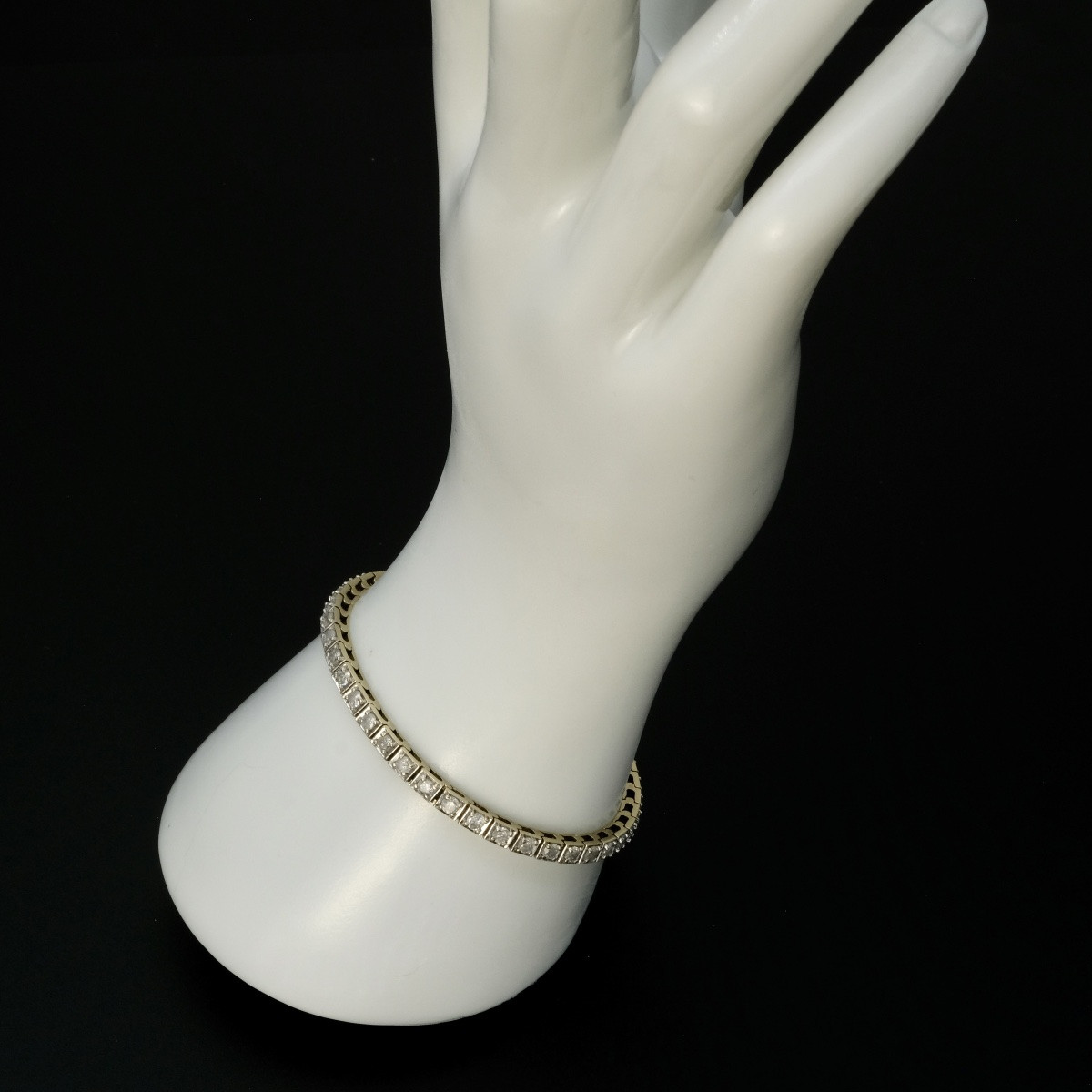 Bracelet "tennis" ligne de diamants sur or-photo-3