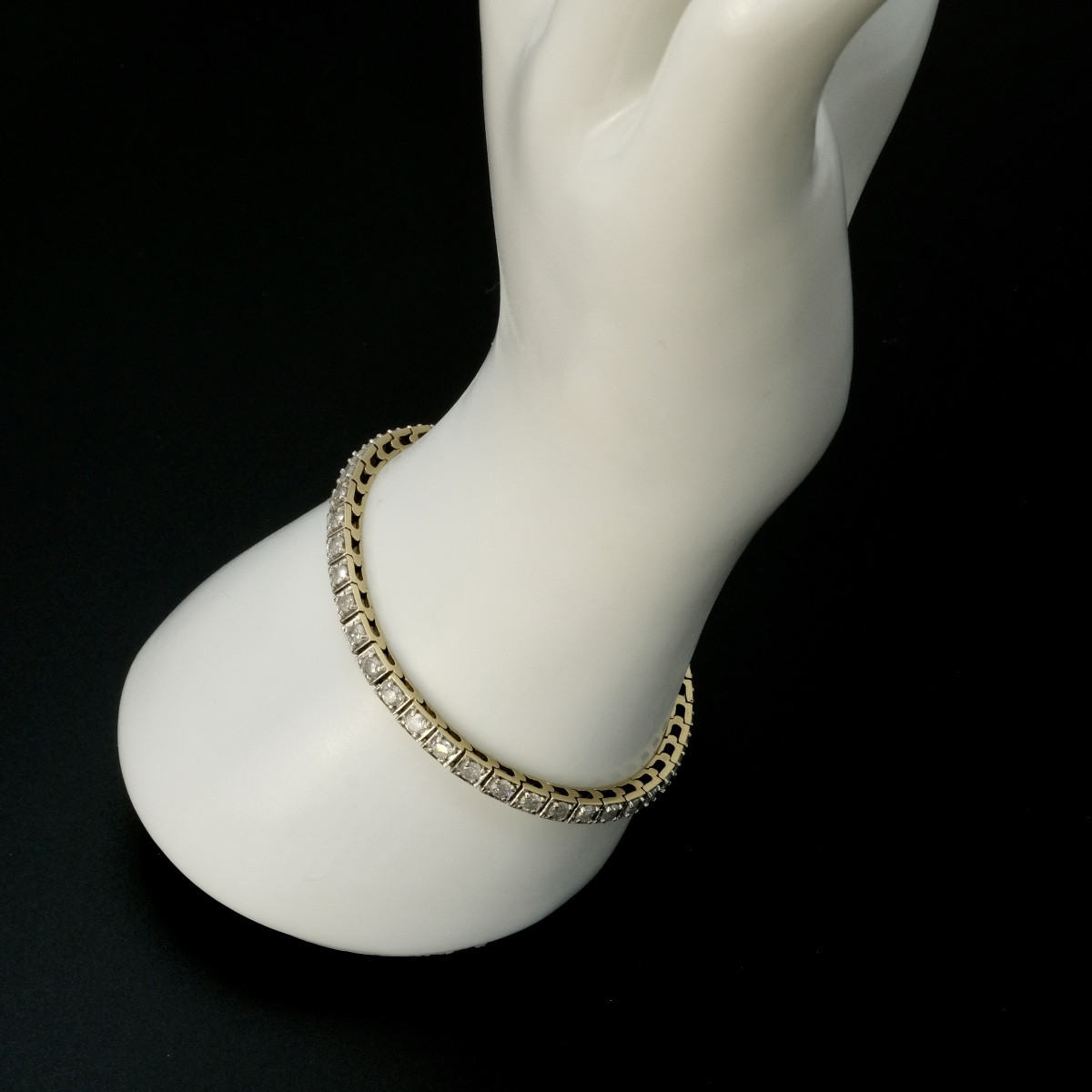 Bracelet "tennis" ligne de diamants sur or-photo-4