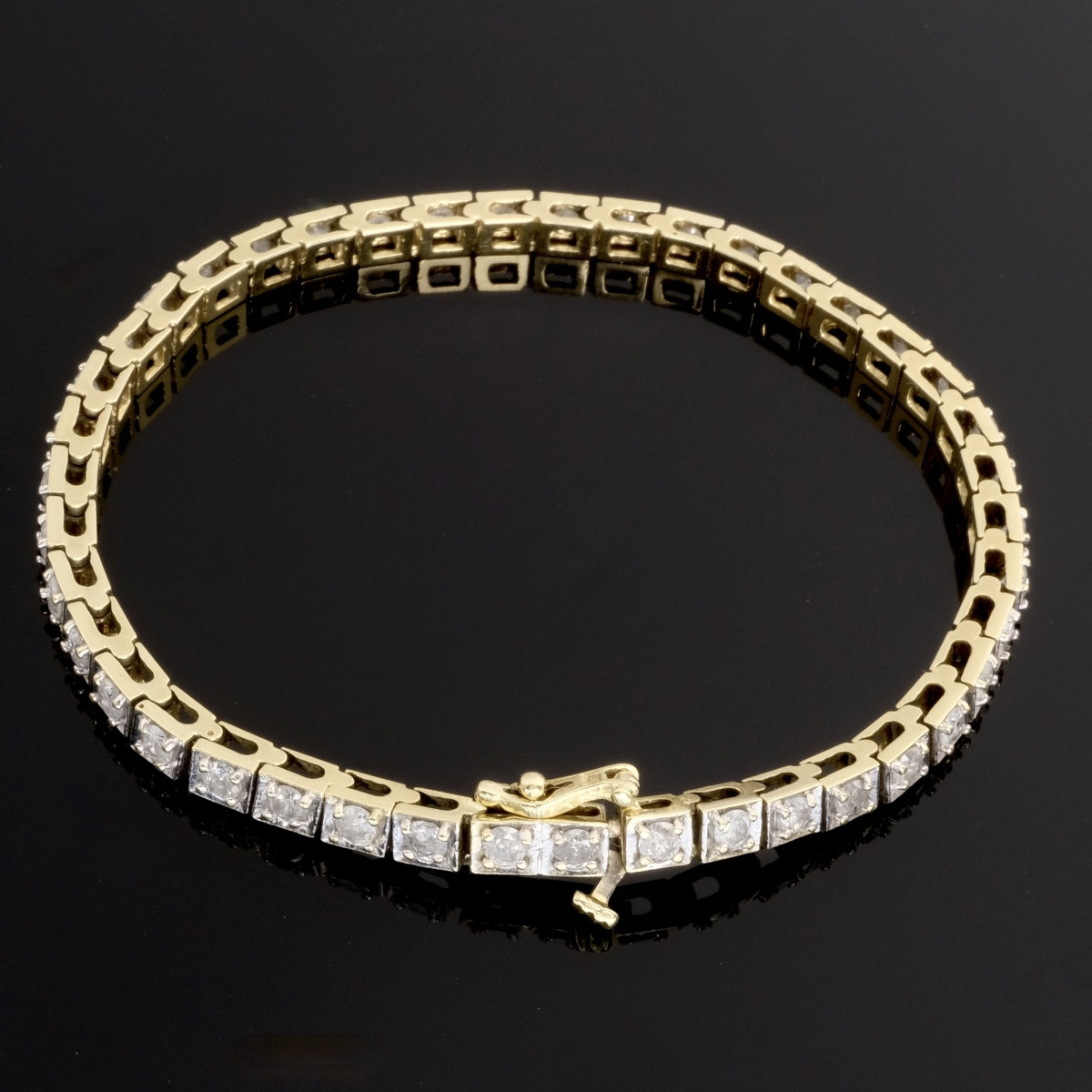 Bracelet "tennis" ligne de diamants sur or