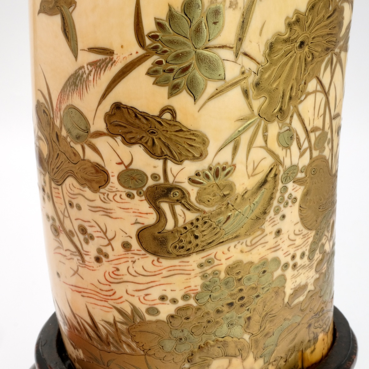Pot à pinceaux Meiji soclé, décor laqué or, 19ème siècle-photo-4