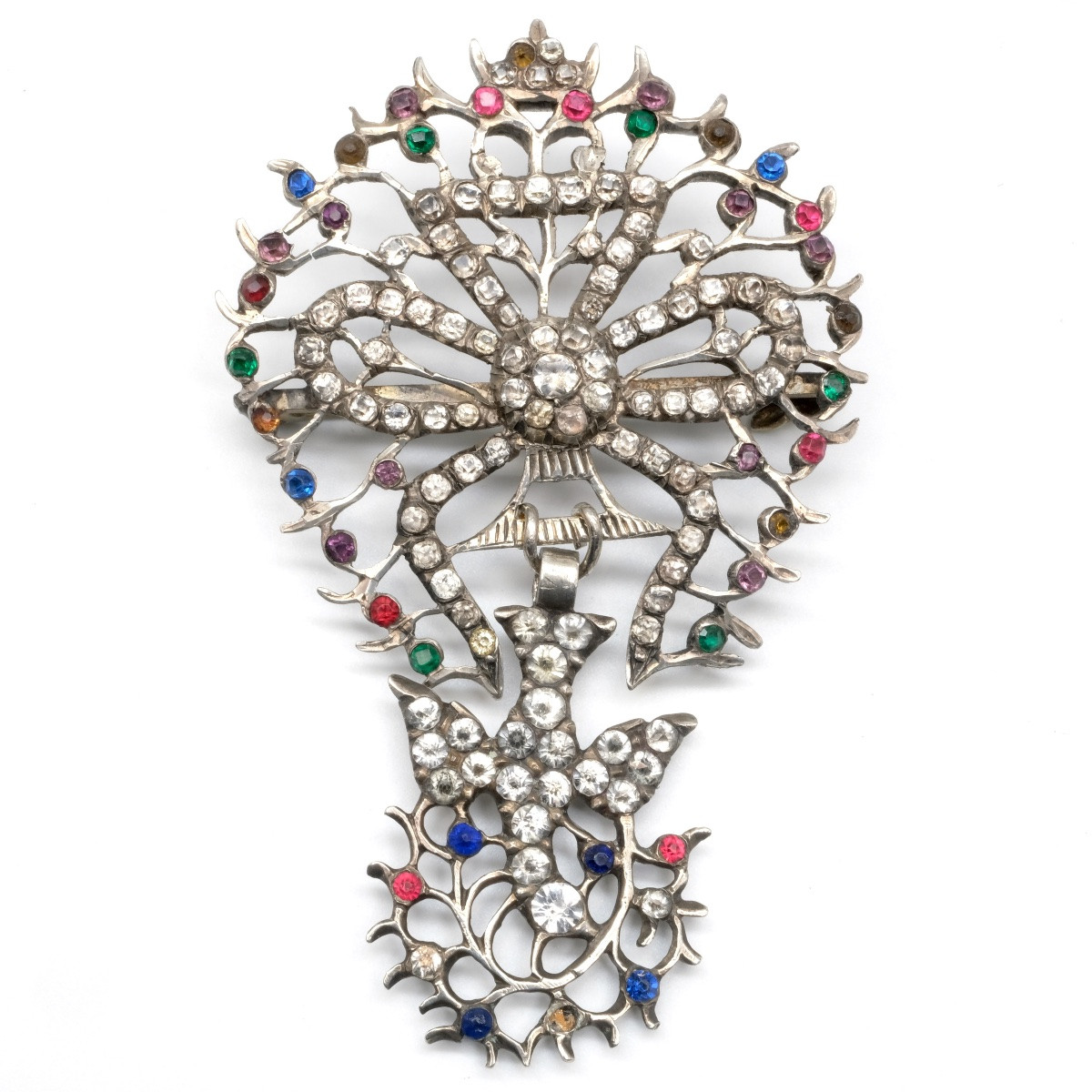 Saint Spirit Brooch, Norman, Rhine Stone And Silver, 19th Century-photo-3