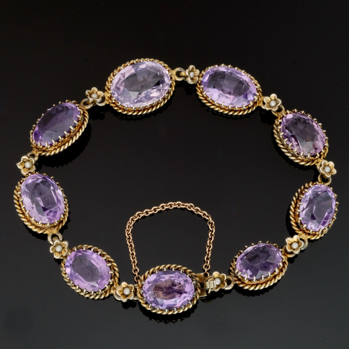 Bracelet vermeil perles et améthystes fin 19ème-photo-2