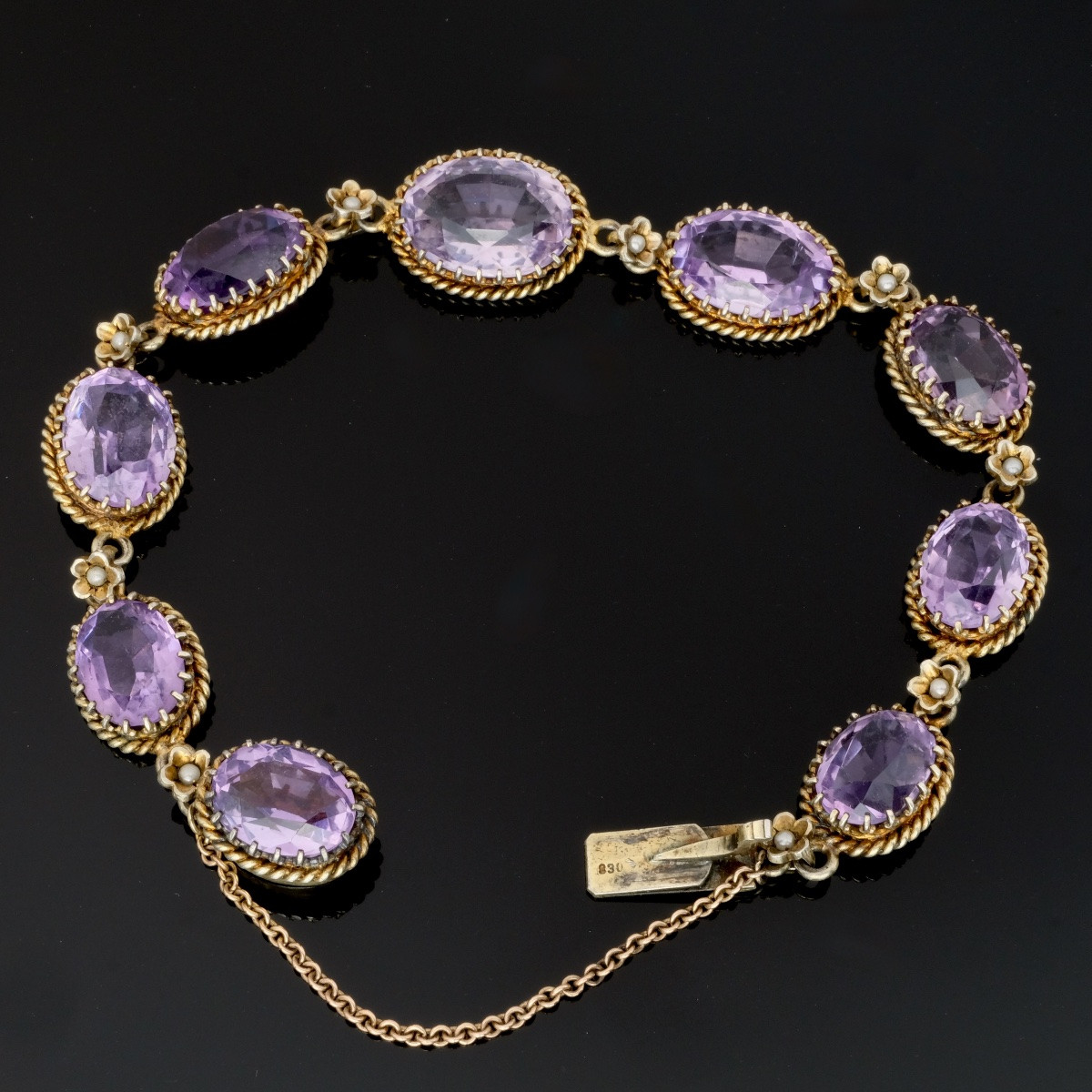 Bracelet vermeil perles et améthystes fin 19ème-photo-3