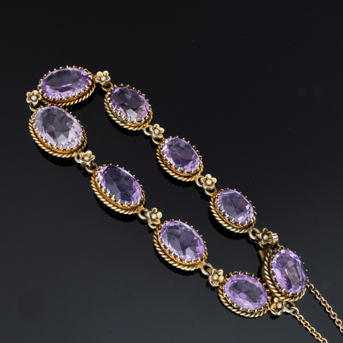 Bracelet vermeil perles et améthystes fin 19ème-photo-4