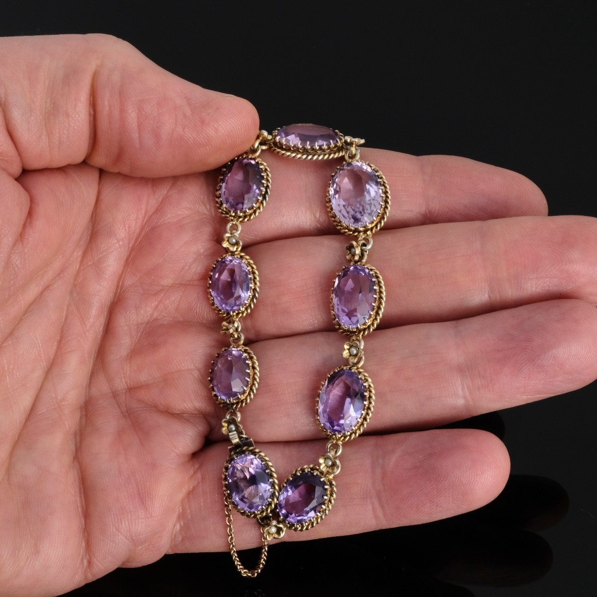 Bracelet vermeil perles et améthystes fin 19ème-photo-3
