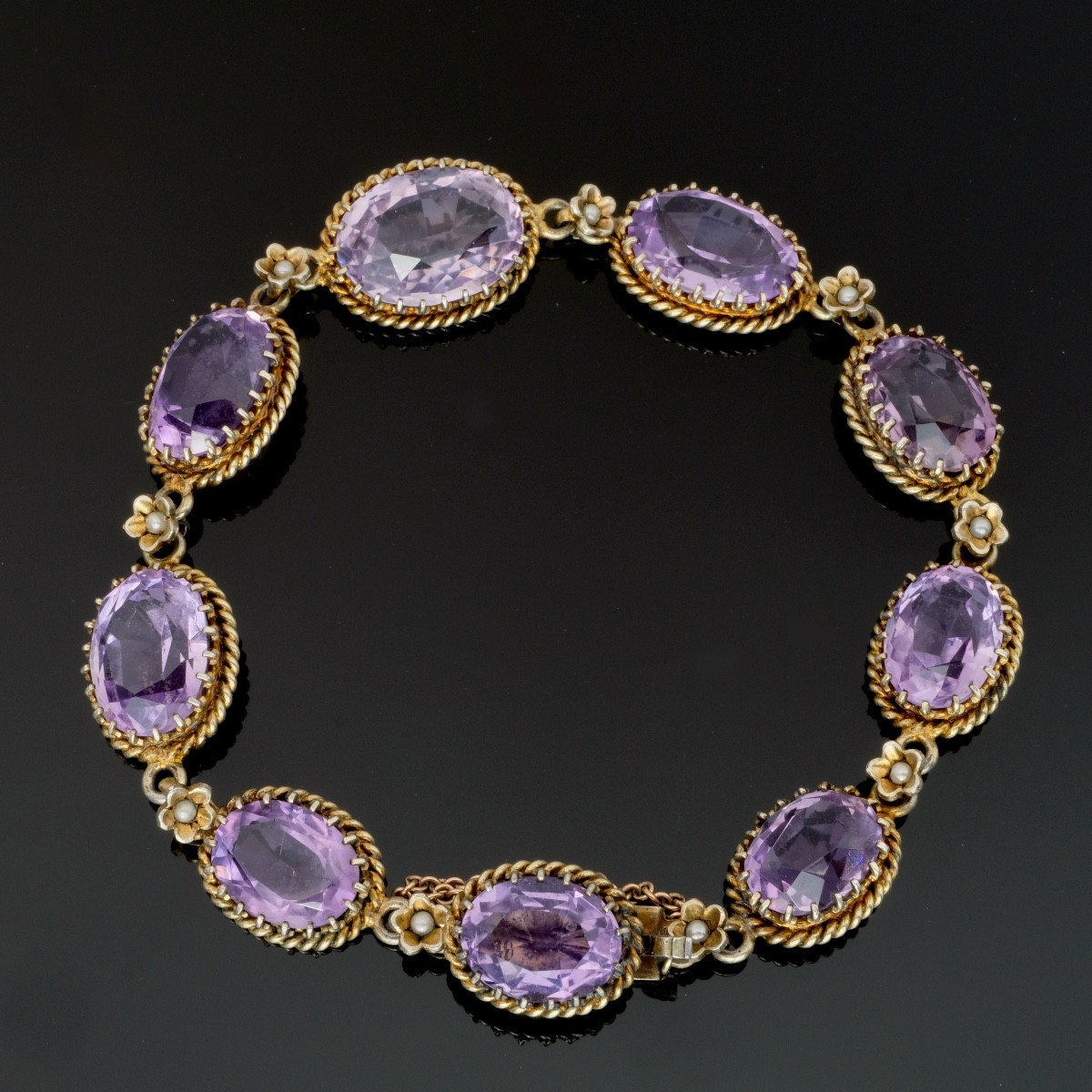 Bracelet vermeil perles et améthystes fin 19ème