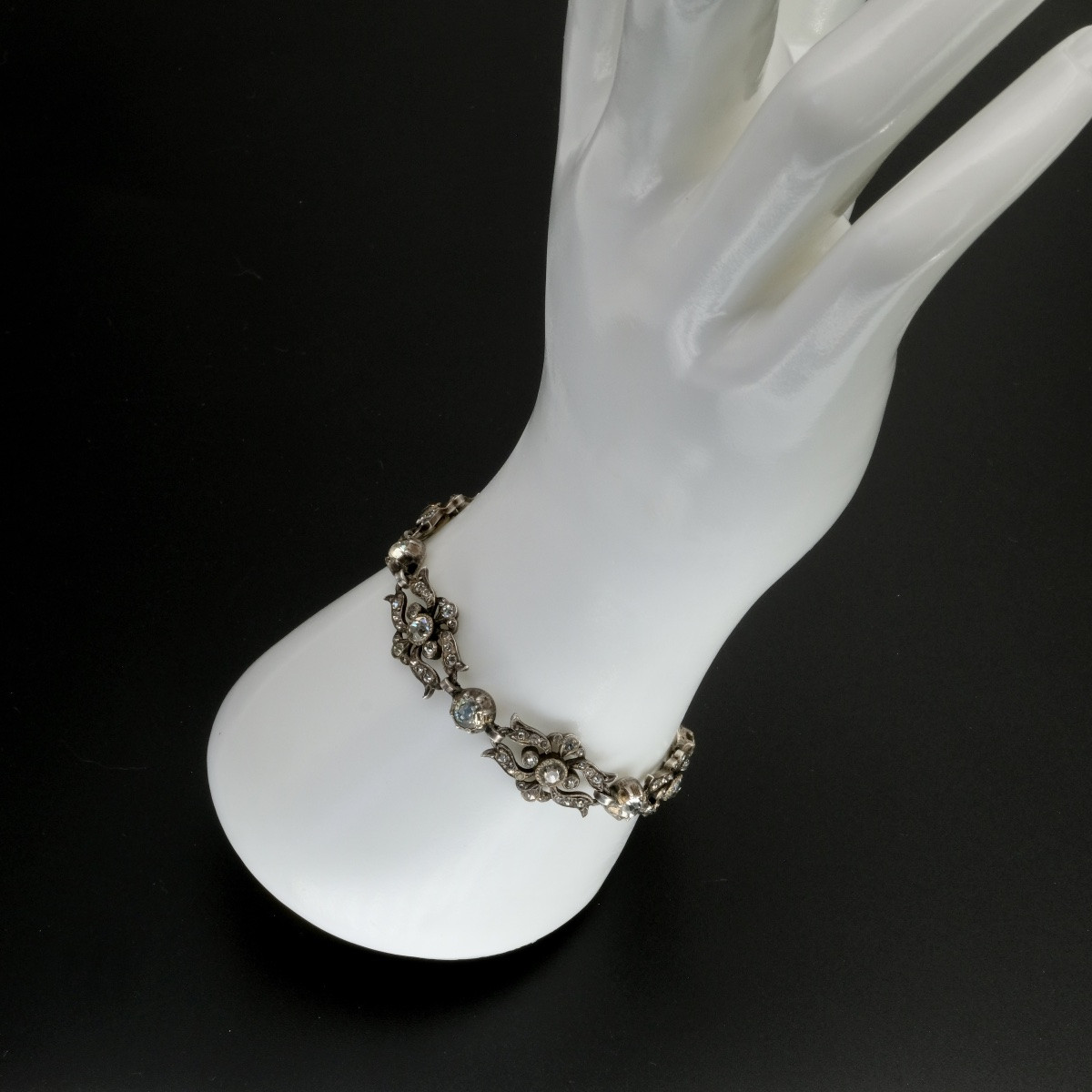 Bracelet Napoléon III articulé pierres du Rhin sur argent-photo-4