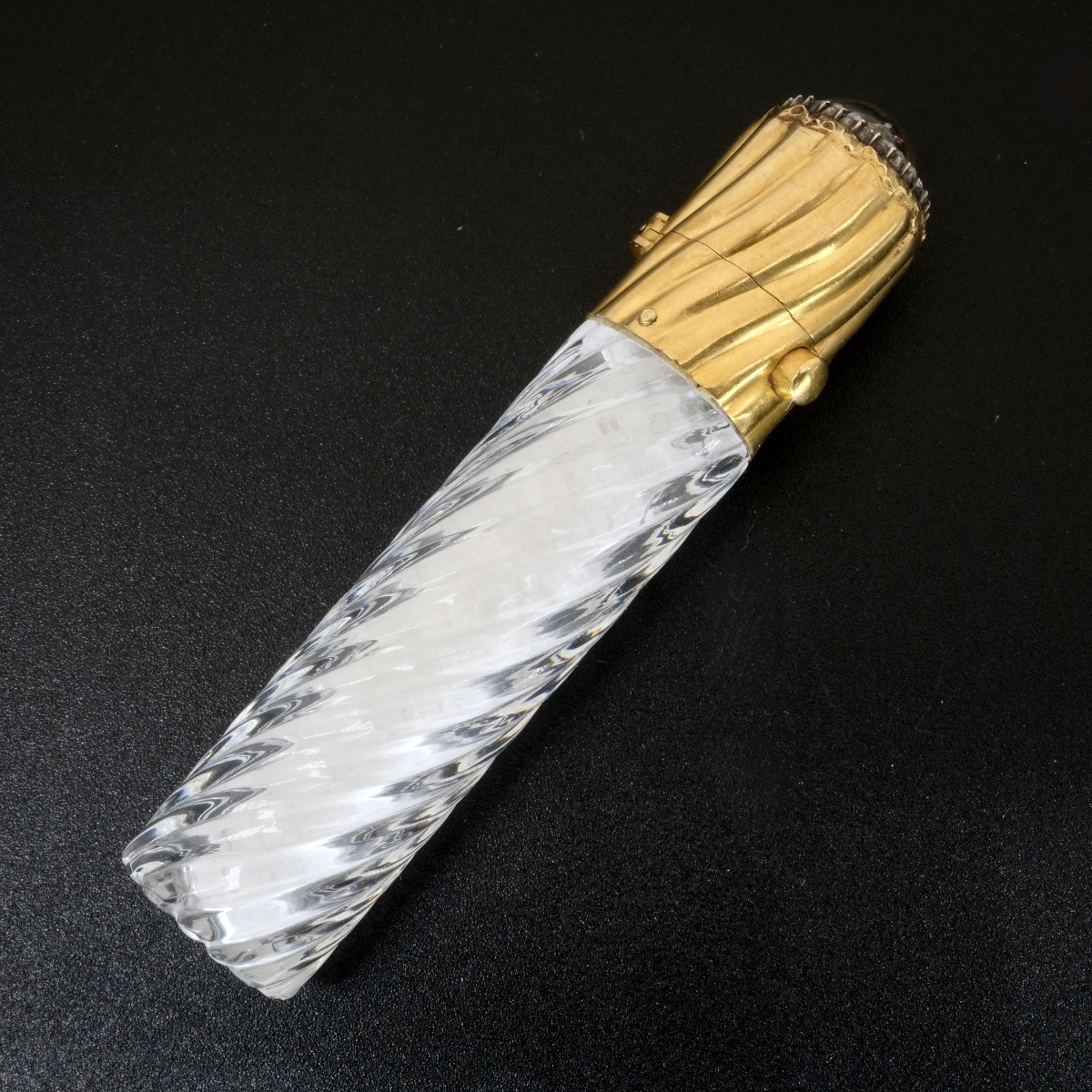 Essex Crystal Smelling Salts Bottle With Gold And Diamonds, 19th Century-photo-1